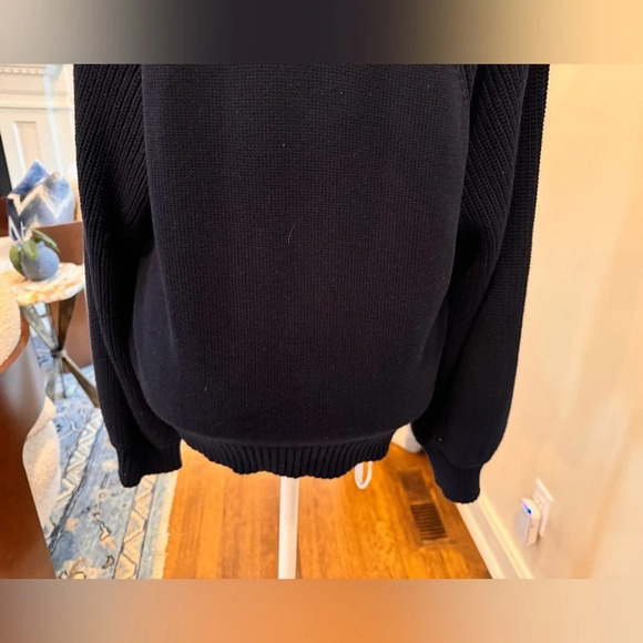 KERRI ROSENTHAL Women’s Navy Blue Puff Sleeve Pullover Sweater Size L - Picture 8 of 14